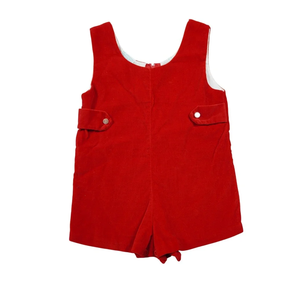 Cherub Vintage Red Velvet Romper Kids Size 18 Months Cotton Holiday Christmas